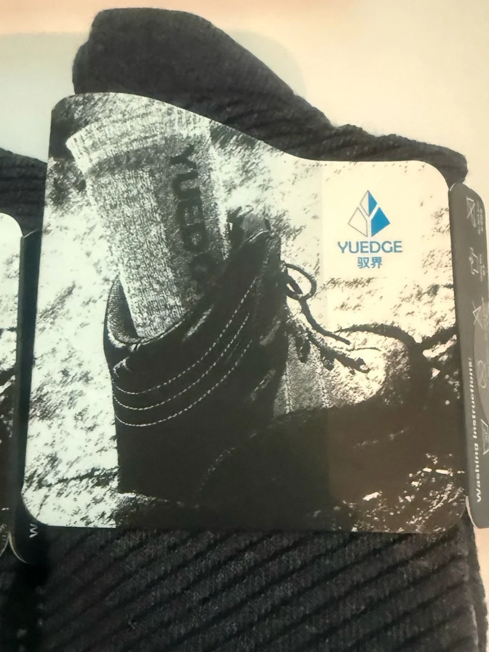 Yuedge 3-Pack Dark Gray Cushioned Crew Socks Cotton Blend Work Hiking Boot Socks